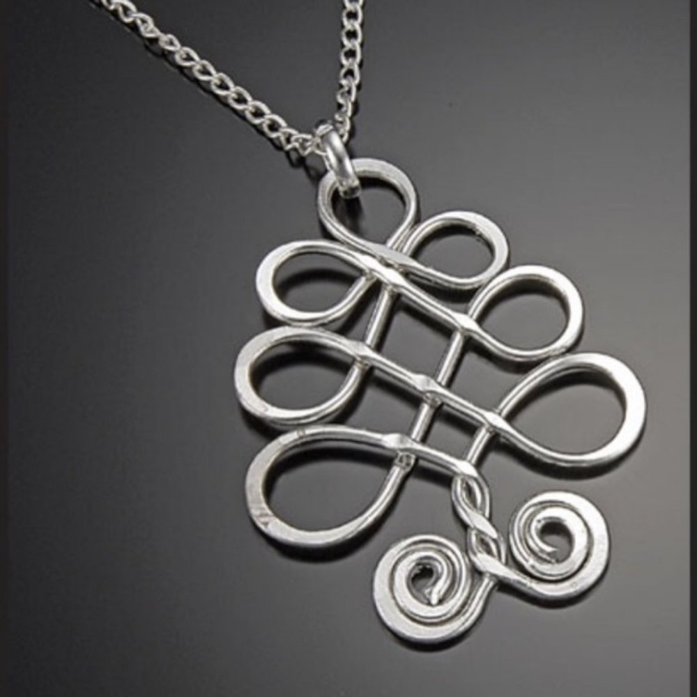 Hammered Silver Scrollwork Necklace